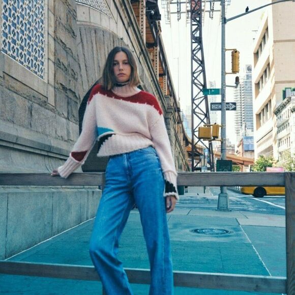 ZARA Wool Blend Color Block Sweater New - Picture 5 of 7